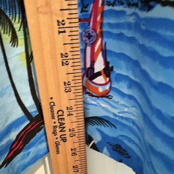 Rima Hawaiian Shirt Men Small Blue Aruba One Happy Island Beach Sunset Vacation - Picture 8 of 11